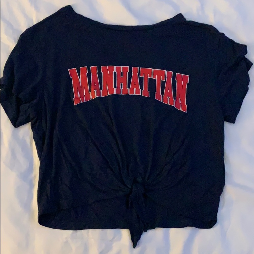Navy Manhattan Crop Top
